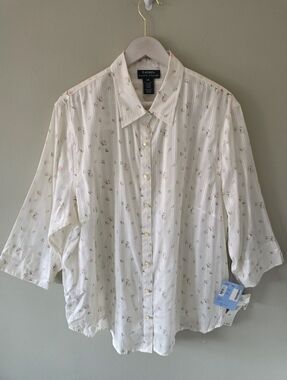 NWT Lauren Ralph Lauren 2X Vintage 90s Cottagecore Romantic Semi Sheer Blouse